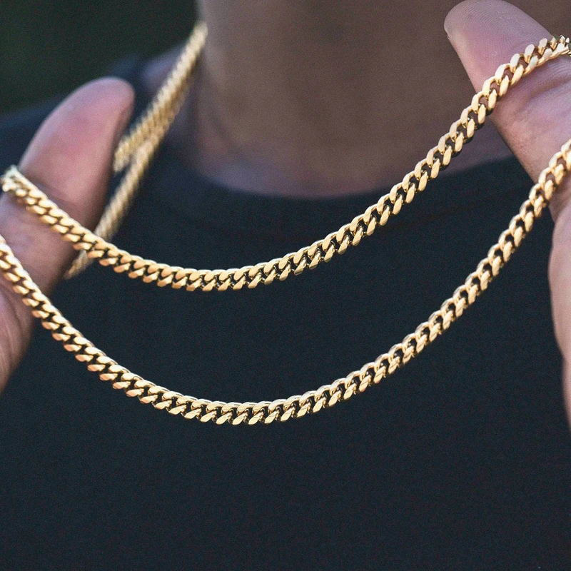速发Vnox Men's Cuban Link Chain Necklace Stainless Steel Gol 饰品/流行首饰/时尚饰品新 戒指/指环 原图主图