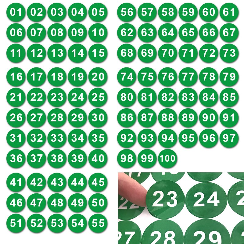 1 100 stickers round number black digital sticker label lab