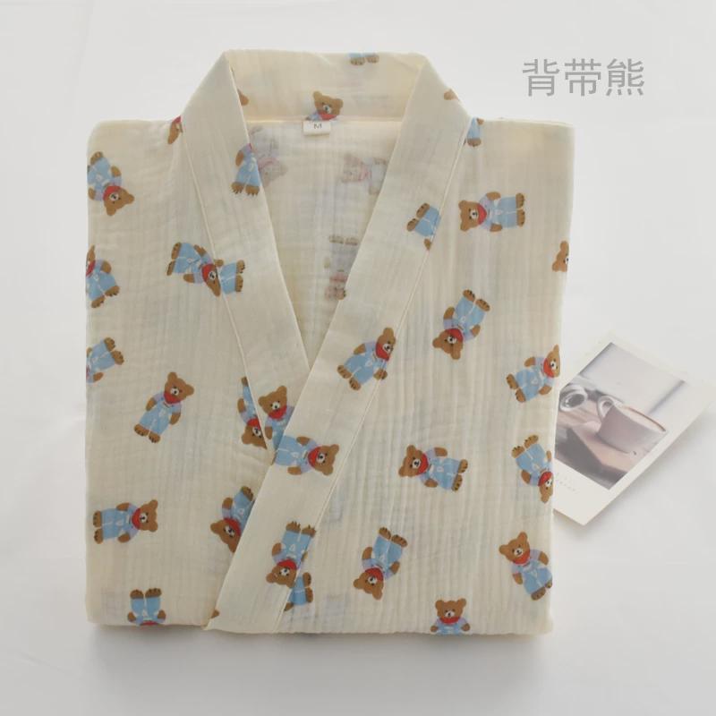 日式和服睡袍女士春秋夏季浴袍薄款宽松汗蒸纱布家居服睡新款