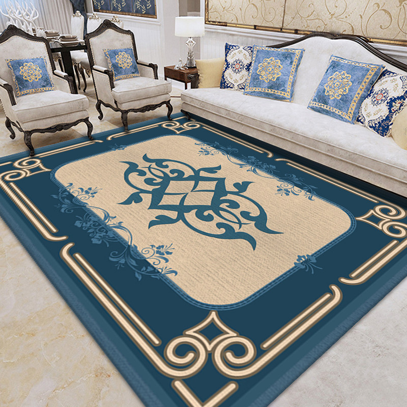 中国风古典金钻绒印花地毯客厅茶几卧室床边短绒地垫门厅阳台定制