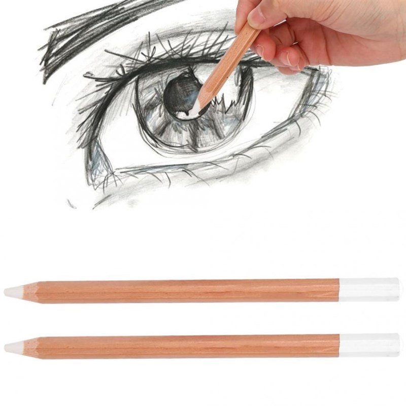 2Pcs White Charcoal Pencil Wood Professional Sketching Pen