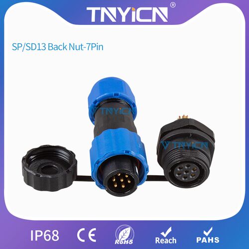 IP68 Waterproof Connector SP/SD13  Back Nut 7Pin Panel Moun
