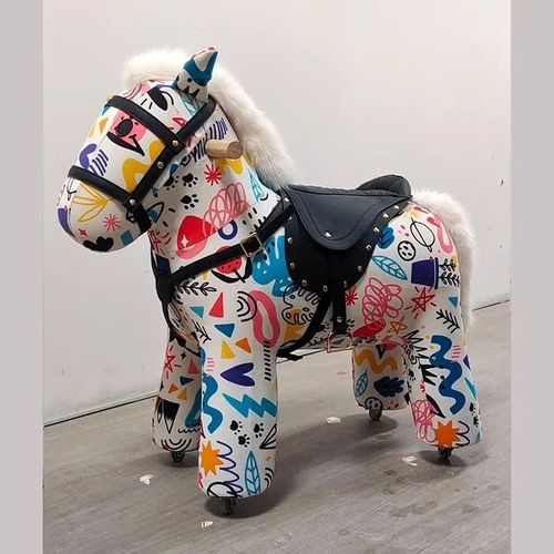 法式滑行木马坐凳可自由骑行儿童小马椅子生日玩具礼物家居装饰