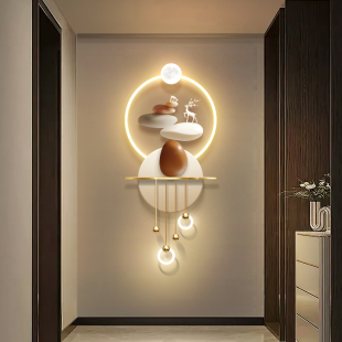 石来运转玄关装 饰画过道走廊尽头立体轻奢led氛围壁灯画入户现货