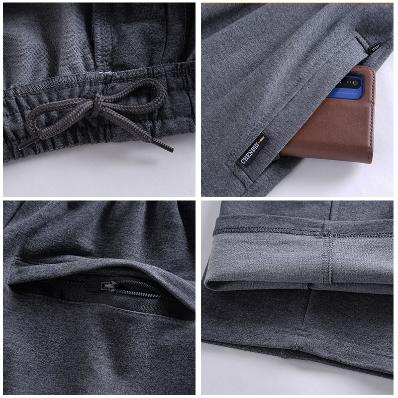 男士中老年人运动裤前开口拉链门襟春秋夏季高腰深裆宽松爸爸卫裤