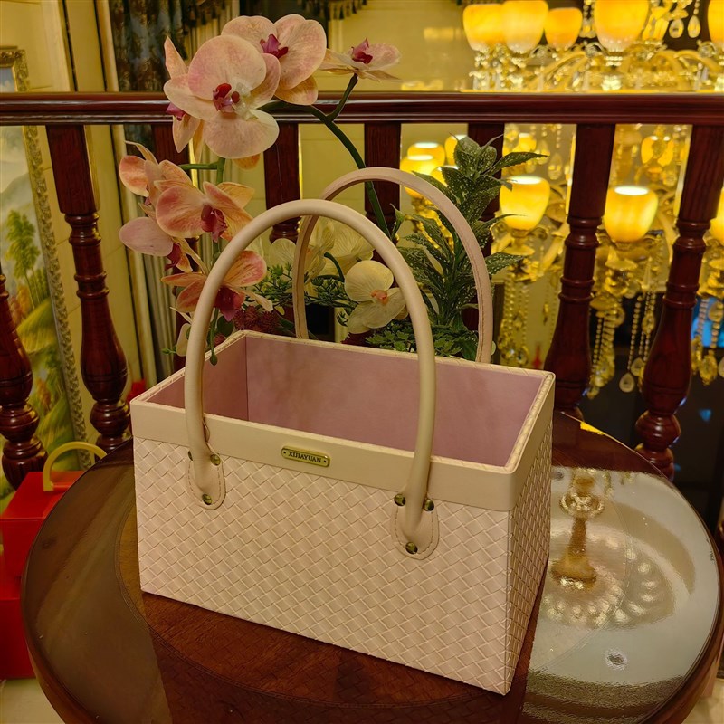 网红编织纹e手提篮伴娘礼品盒套装婚礼满月回礼盒毕业季生日礼盒