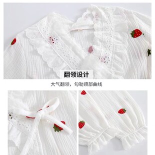 6怀孕Y喂奶服5和 薄款 产后春秋月子孕妇睡衣哺乳纯棉纱布大码 夏季