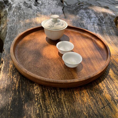 胡桃木托盘实木圆形实用收纳果盘家居干泡茶盘直径30\25\20\16CM