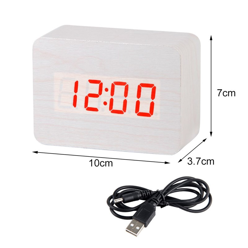 LED Wooden Clock Digital Alarm Clocks Desktop Table Clocks E