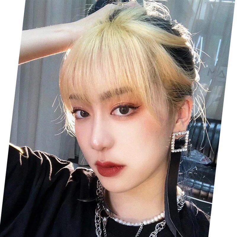 Two-color Air bangs wig piece French bangs replacement seaml