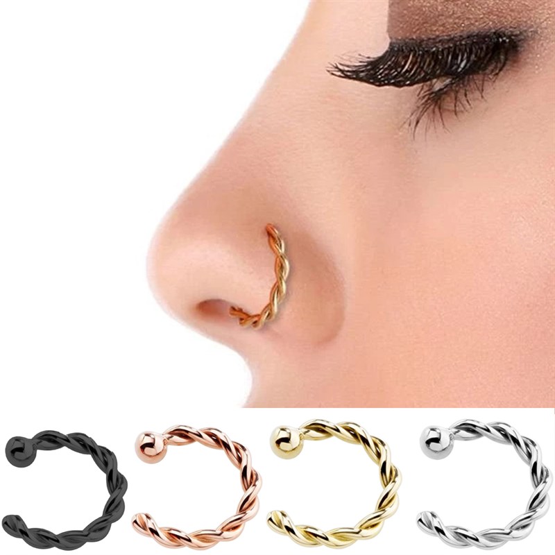 1Pcs C Shaped Fake Nose Ring Hoop Septum Rings Twist U Shape