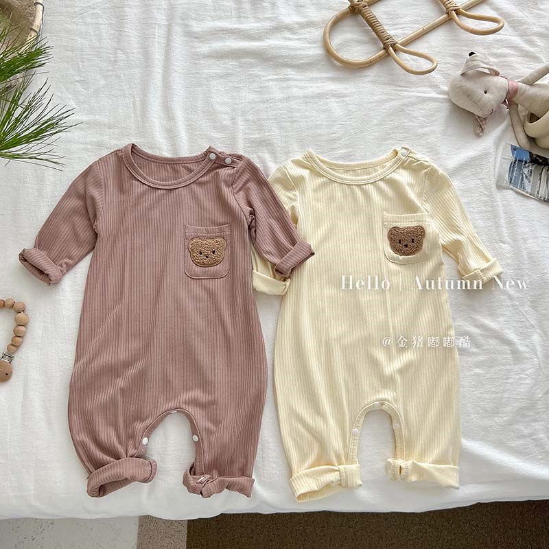 新品婴儿连体衣春秋装新款儿童家居服睡衣韩版男女宝宝薄款哈衣爬