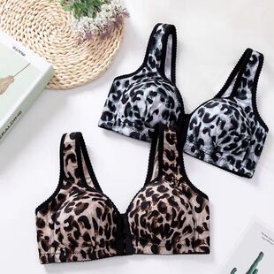 推荐 Size Large Women Front Print Bra Bralette Thin Leopard