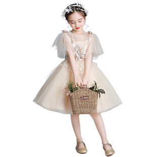 儿童公主裙蓬蓬纱l女童模特走秀礼服裙小女孩主持人钢琴演出服夏
