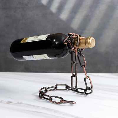 Decor Iron Metal Wine Bottle Stand Bar Sculpture Gift Hangin
