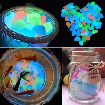 极速25/50pcs Glow in the Dark Garden Pebbles Glow Stones Roc