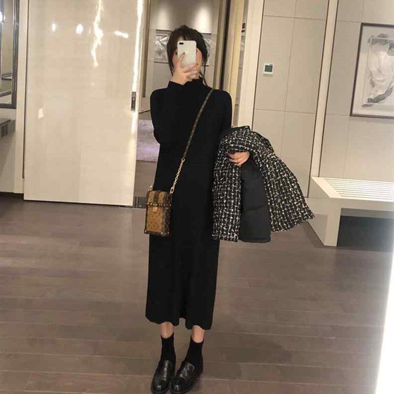 哺乳衣针织洋装秋冬外出辣妈款开衫外套+哺乳打底裙产后母乳服