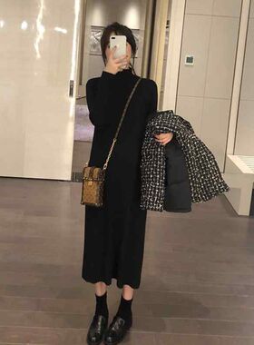 哺乳衣针织洋装秋冬外出辣妈款开衫外套+哺乳打底裙产后母乳服