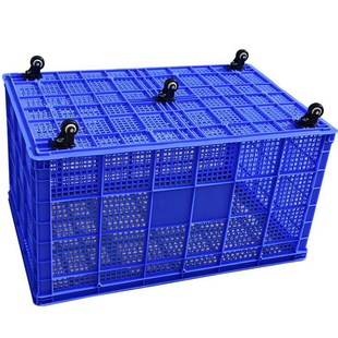 厂仓储快递物流收纳胶 加厚塑料筐带轮子长方形r超大号周转筐服装