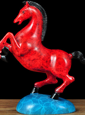唐马摆件红色铜马跃马招财工艺品家居G客厅玄关公司办公室开业礼