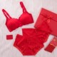 孕妇大红色内衣套装 怀孕F期聚拢防下垂本命年哺乳文 新娘结婚短裤
