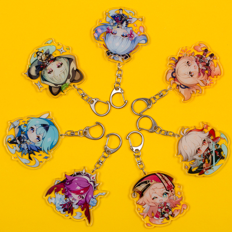 速发Anime Keychain Genshin Impact Venti Hutao Zhongli Diluc 服饰配件/皮带/帽子/围巾 钥匙扣 原图主图