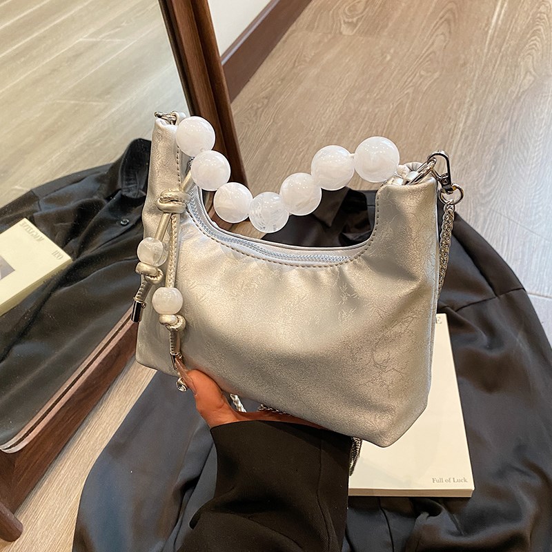 新中式小众珍珠手提包包女2024新款百搭链条斜挎包国风汉服小拎包