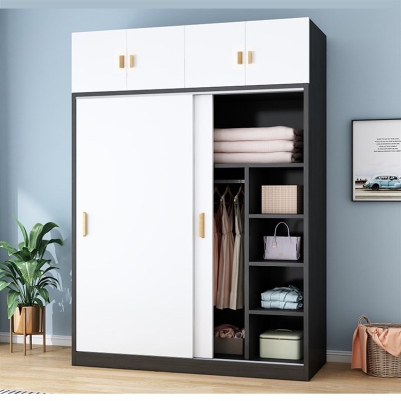 民宿简约收纳柜宿舍m衣橱现代经济型大衣柜木质拉门衣柜卧室家用