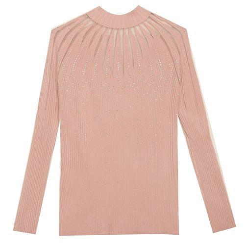 镂空毛衣女秋冬新款欧货时尚烫钻针织衫女长袖半高领内Z搭打底上