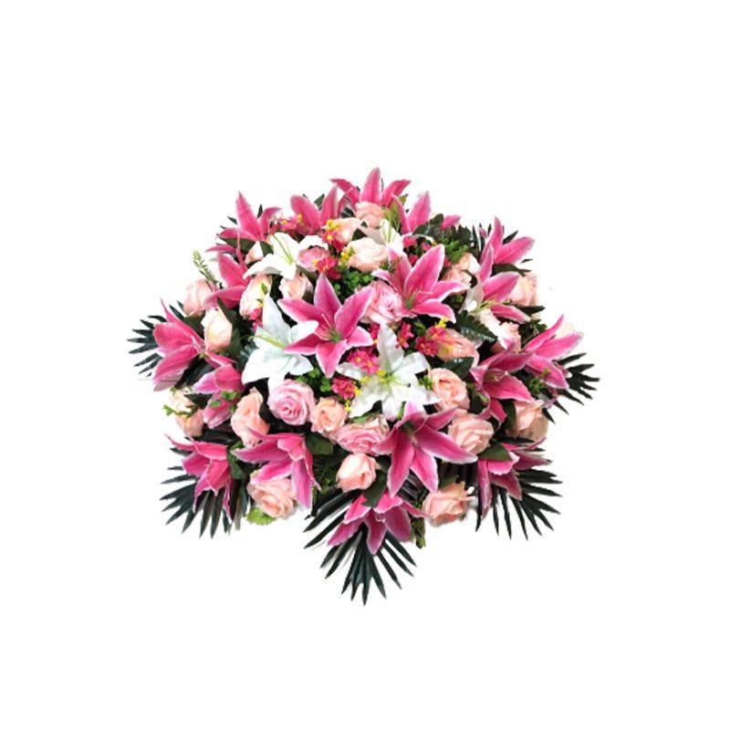 圆店假花餐桌花桌摆花台仿讲真会议桌转花盘饰酒桌花花演餐装花