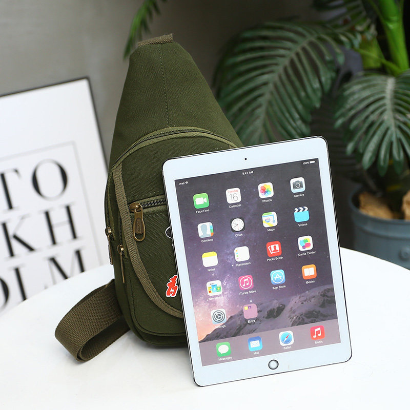 复古帆布小胸包男士斜挎包红军为人民服务主席包红五角星包休闲包