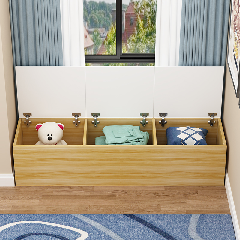 现货速发定制欧式飘窗柜上开门可坐卧室落地柜阳台收纳飘窗柜子实