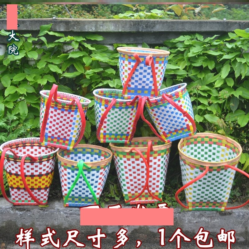 速发竹编后背娃娃儿童背框宝宝鱼篓竹编装饰背篓背筐小巧手工编织