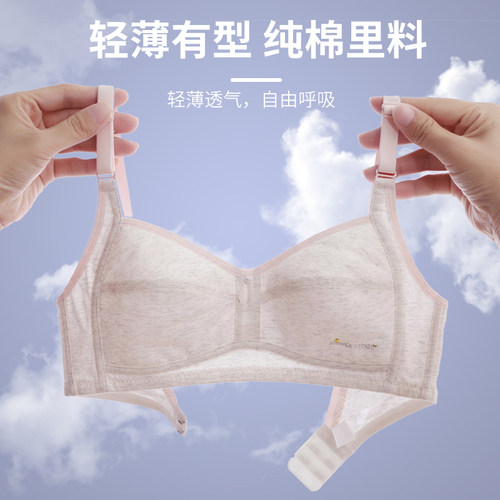 学生内衣少女风小胸聚拢薄款无钢圈防下垂收副乳平胸专用文胸罩夏