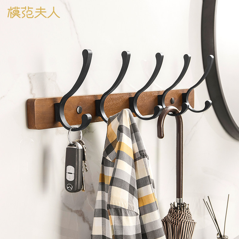 实木入户门衣柜侧面衣服挂衣钩壁挂墙f壁进门免打孔玄关衣帽钩高