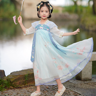 儿童汉服女童秋款古装超仙中国风洋装小女孩古风襦裙中秋节童装