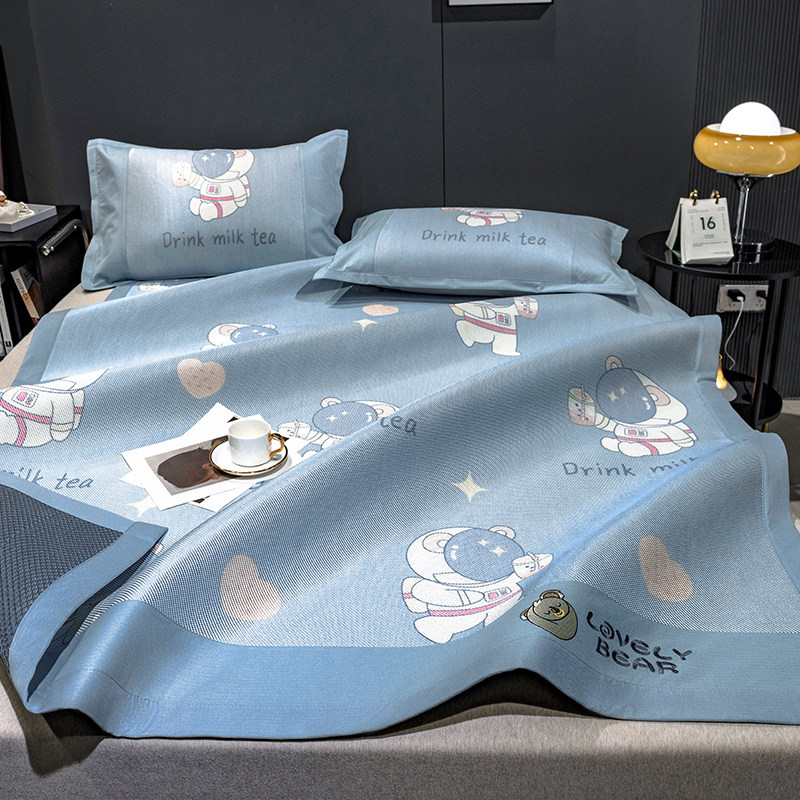 卡通冰丝凉席三件套可折叠儿童冰藤席家用卧室空调软席子可机水洗,床上用品,冰丝席,淘宝优惠券,粉丝福利购,淘宝优惠卷