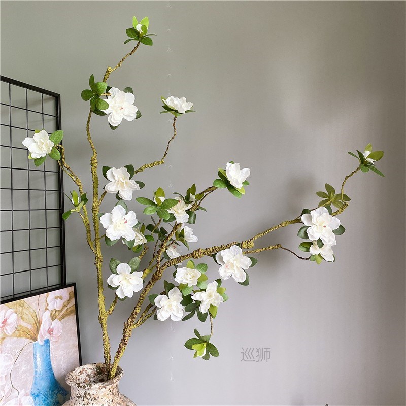 Luxury Long large white Azalea branch, easy to shape Artific