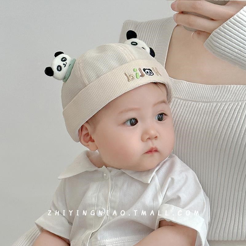 婴儿帽子a夏季薄款地主帽婴幼儿可爱透气出游瓜皮帽宝宝男孩海盗