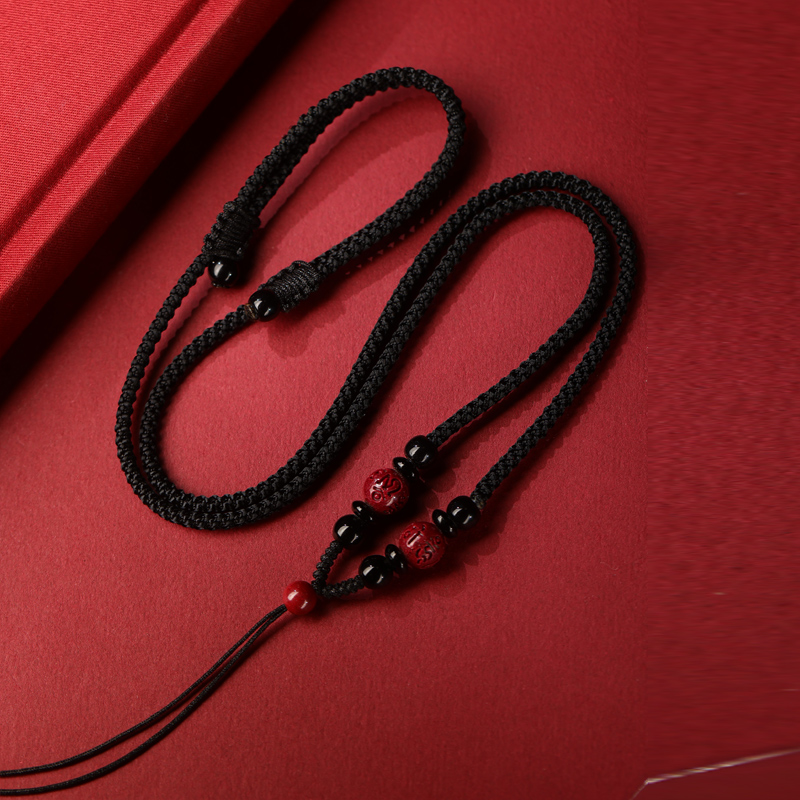 手工编织朱砂项链绳挂绳貔貅吊坠配绳男女K士粗项链红绳子挂脖玉