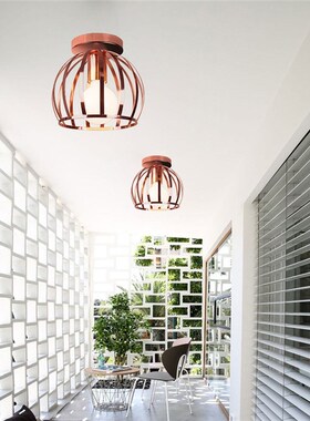 Nordic Modern Rose Gold Ceiling Lamp Shade Metal Iron Cage C