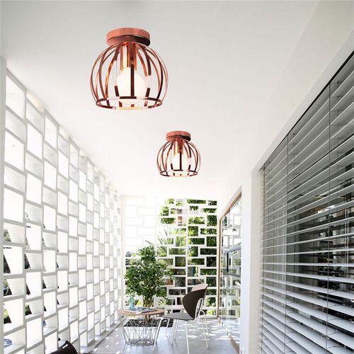 Nordic Modern Rose Gold Ceiling Lamp Shade Metal Iron Cage C