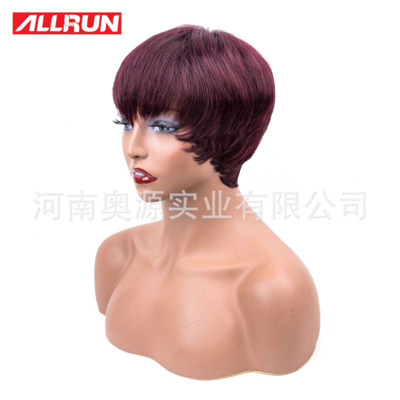 推荐欧美真人发Short Straight Wigs 150% Baby Hair Remy Lace F