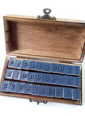 30pcs/set Vintage Wooden Craft Box Alphabet Letter Stamp Rom