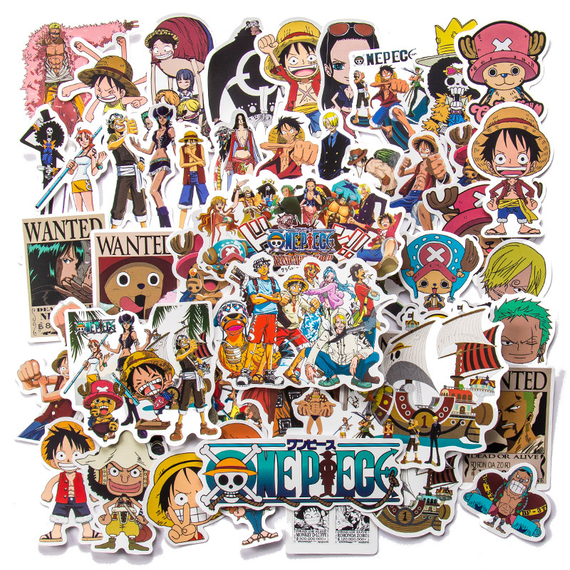 推荐50/100Pcs One Piece Luffy Stickers Anime Sticker Noteboo