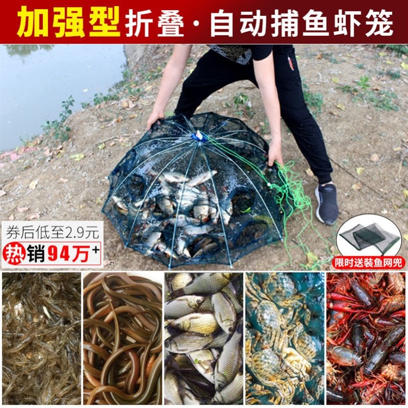 推荐鱼笼子地网鱼笼只进不出捞鱼网黑鱼泥鳅黄鳝龙虾鱼网摺叠河虾