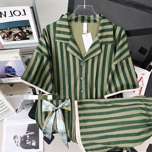 宽松薄款 短袖 胖MM300斤特大码 开衫 女 高腰短裤 休闲家居服两件套装
