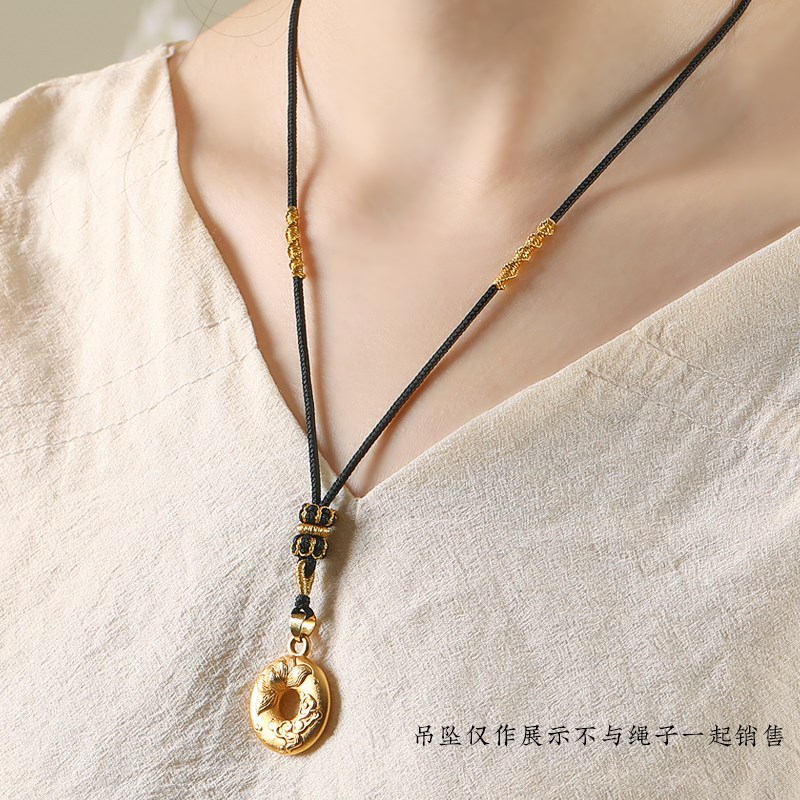 工厂销高端手工编l织吊坠挂绳黄金八宝罗盘玉石翡翠玉佩挂件项链