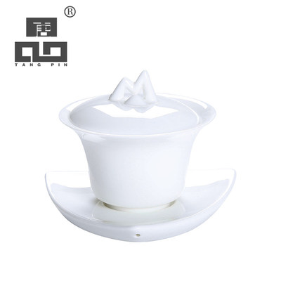 速发TANGPIN white ceramic gaiwan teacup teapot porcelain cha