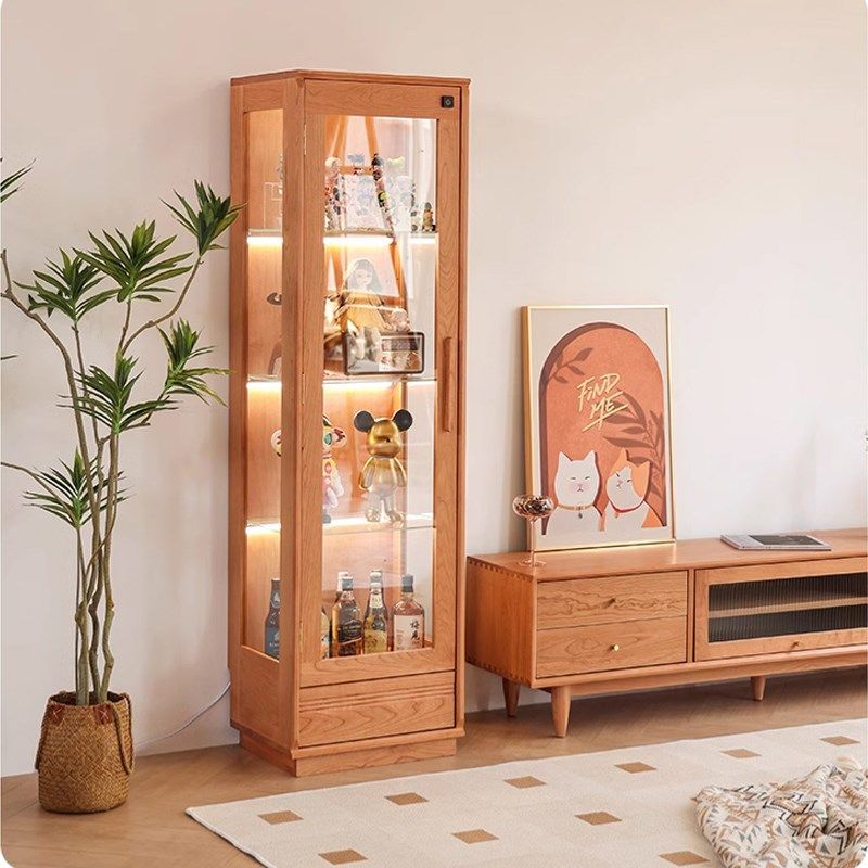 实木展示柜带灯模型玻璃陈列柜多功能防尘柜收纳储物柜酒柜,住宅家具,家用陈列柜,淘宝优惠券,粉丝福利购,淘宝优惠卷